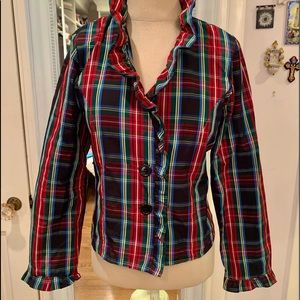 La Ligna plaid and ruffled flexible top/jacket